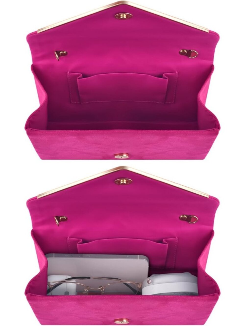 Women's Pink Wedding Party Cocktail Envelope Bags Crossbody Shoulder Handbags - Picture 6 of 7